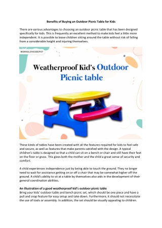 Benefits of Buying an Outdoor Picnic Table for Kids