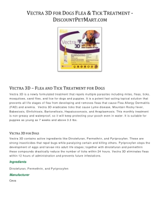 Vectra 3D for Dogs Flea & Tick Treatment - DiscountPetMart.com