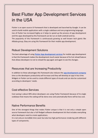 Best Flutter App development services in the USA