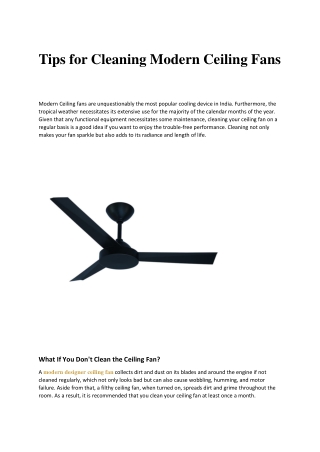 Tips for Cleaning Modern Ceiling Fans