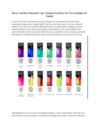 Puff Bar Disposable Vape- Making You Reach The Newest Heights Of Vaping