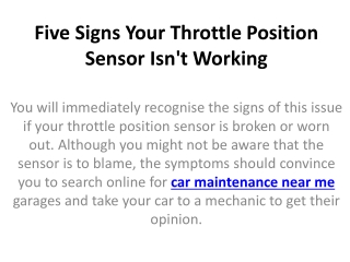 Five Signs Your Throttle Position Sensor Isn't Working