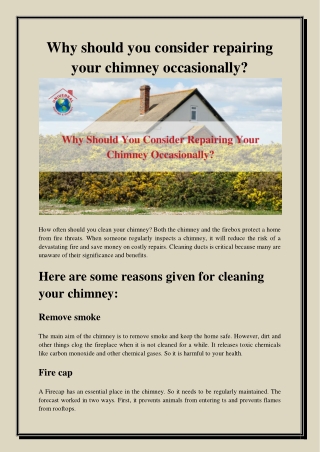 Why should you consider repairing your chimney occasionally