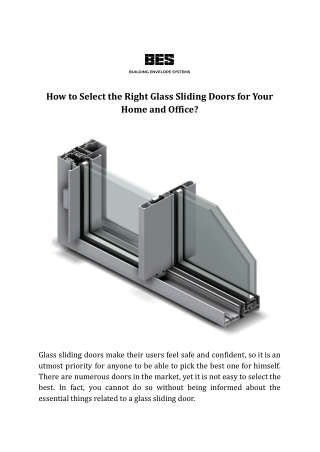 How to Select the Right Glass Sliding Doors for Your Home and Office