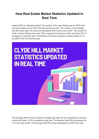 How Real Estate Market Statistics Updated