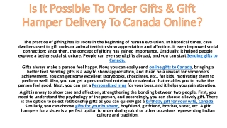 Is It Possible To Order Gifts & Gift Hamper Delivery To Canada Online