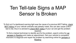 Ten Tell-tale Signs a MAP Sensor Is Broken