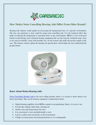 How Medca Noise Cancelling Hearing Aids Differ From Other Brands