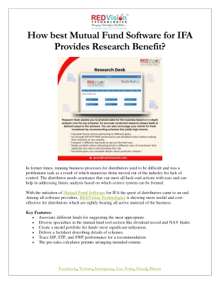 How best Mutual Fund Software for IFA Provides Research Benefit