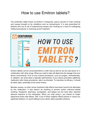 How to use Emitron tablets?