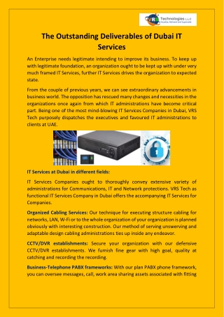 The Outstanding Deliverables of Dubai IT Services