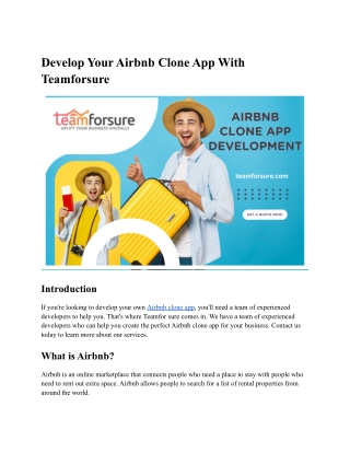 Develop Your Airbnb Clone App With Teamforsure