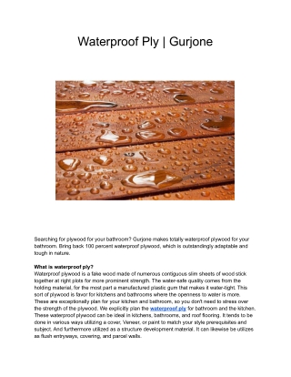 Waterproof Ply - Gurjone