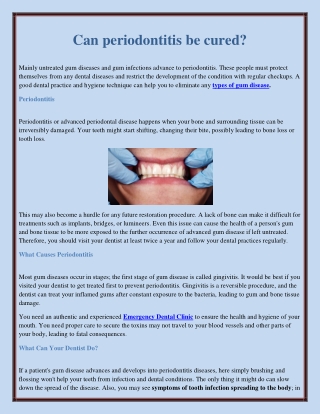 Can periodontitis be cured?