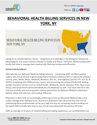 BEHAVIORAL HEALTH BILLING SERVICES IN NEW YORK, NY