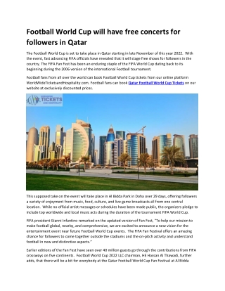 Football World Cup will have free concerts for followers in Qatar