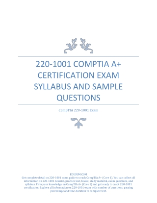 220-1001 CompTIA A  Certification Exam Syllabus and Sample Questions