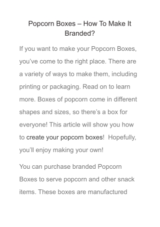 Popcorn Boxes – How To Make It Branded