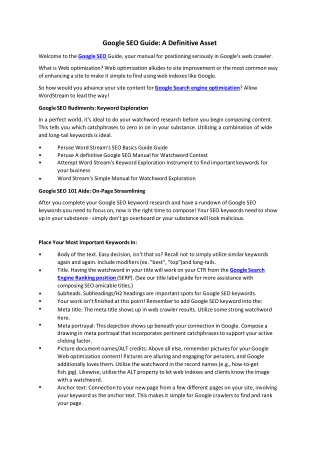 Google SEO Guide A Definitive Asset
