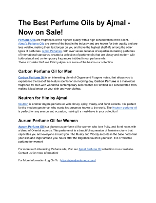 The Best Perfume Oils by Ajmal - Now on Sale