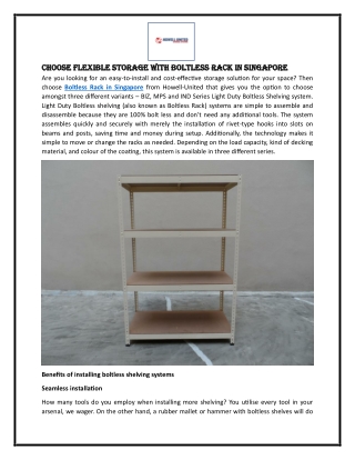 Choose Flexible Storage with Boltless Rack in Singapore