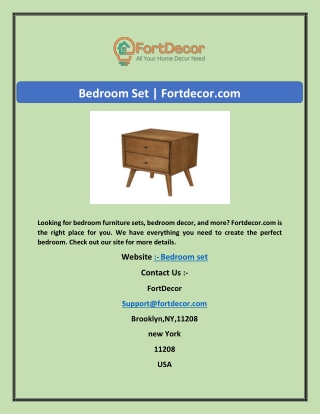 Bedroom Set | Fortdecor.com