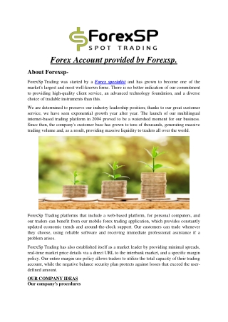 Forex Account provided by Forexsp.