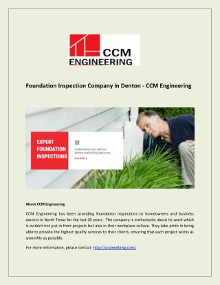 Foundation Inspection Company in Denton - CCM Engineering