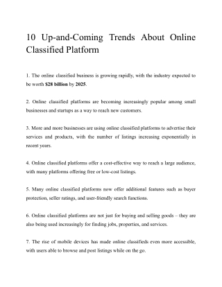 10 Up-and-Coming Trends About Online Classified Platform