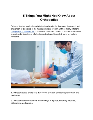 5 Things You Might Not Know About Orthopedics