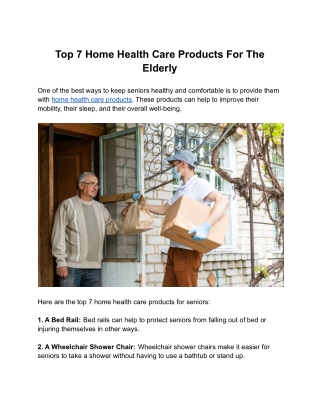 Top 7 Home Health Care Products For The Elderly