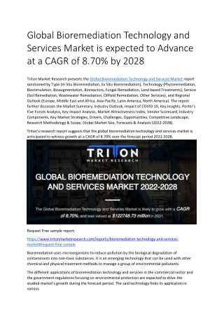 Global Bioremediation Technology and Services Market is expected to Advance at a