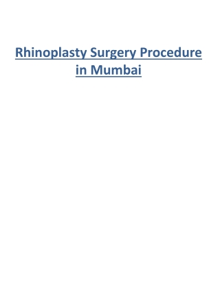 Rhinoplasty Surgery Procedure in Mumbai