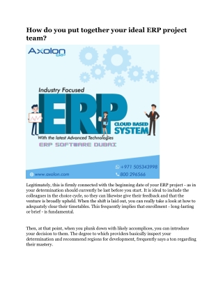 How do you put together your ideal ERP project team