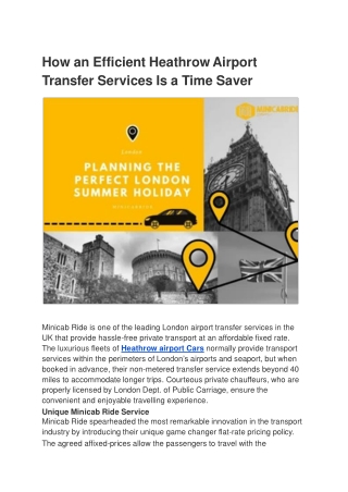 How an Efficient Heathrow Airport Transfer Services Is a Time Saver.ppt