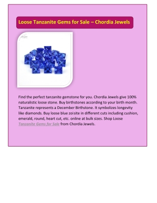 Loose Tanzanite Gems for Sale By Chordia Jewels