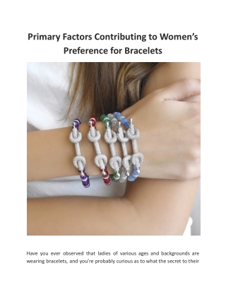 Primary Factors Contributing to Women’s Preference for Bracelets
