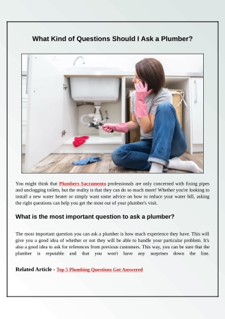 What Kind of Questions Should I Ask a Plumber?