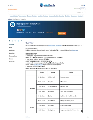 Hot Topics for Primary Care