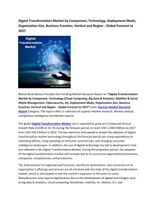Global Digital Transformation Market Research Report 2022-2027