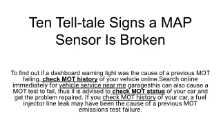 Ten Tell-tale Signs a MAP Sensor Is Broken