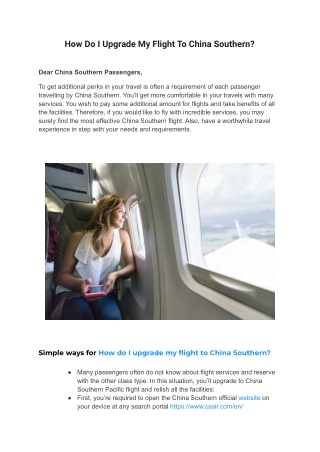 How Do I Upgrade My Flight To China Southern?