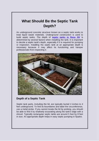 What Should Be the Septic Tank Depth?