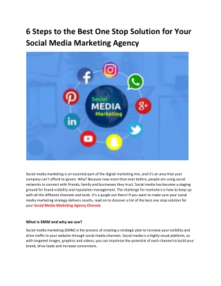 6 Steps to the Best One Stop Solution for Your Social Media Marketing Agency