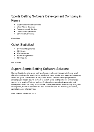 Sports Betting Software Development Company in Kenya | GammaStack