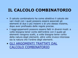 IL CALCOLO COMBINATORIO