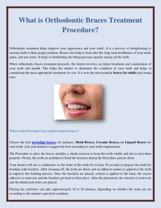 What is Orthodontic Braces Treatment Procedure?