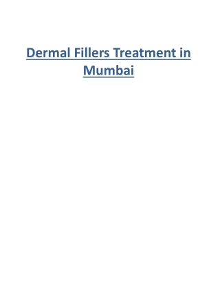 Dermal Fillers Treatment in Mumbai