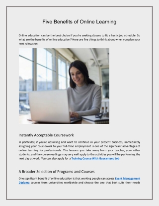 Five Benefits of Online Learning