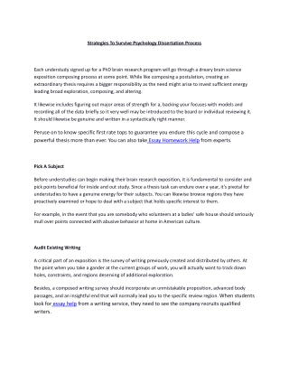 Strategies To Survive Psychology Dissertation Process